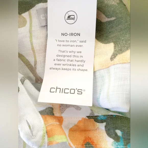 🆕 CHICO'S 100% Linen Paradise No Iron Tunic Blouse | XL (16) NWT - Picture 9 of 10